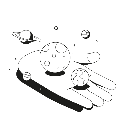 Universe in palm of hand icon