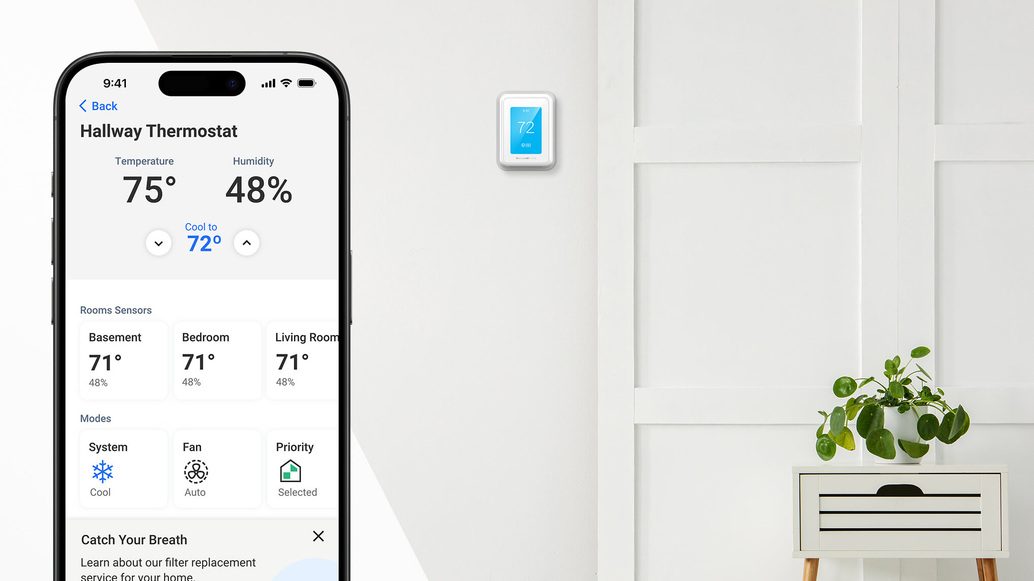 Thermostat and app screen