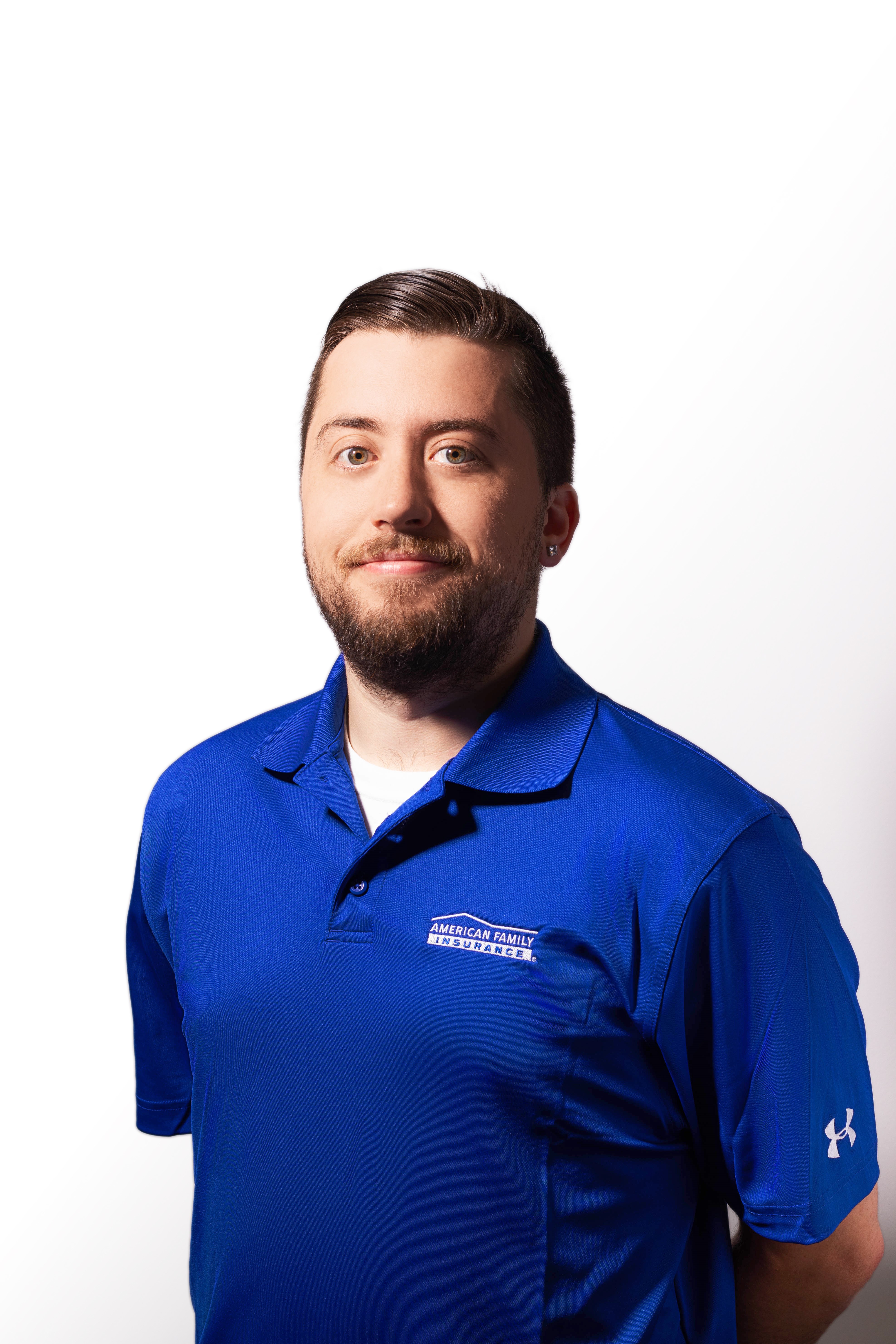 a man wearing a blue shirt