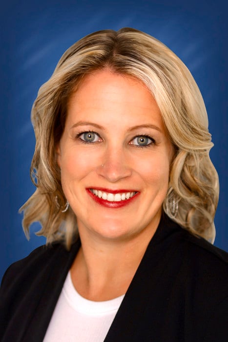 a close-up of a woman smiling
