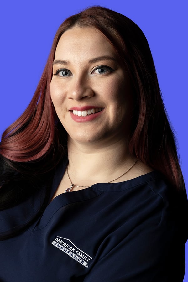 a woman with red hair