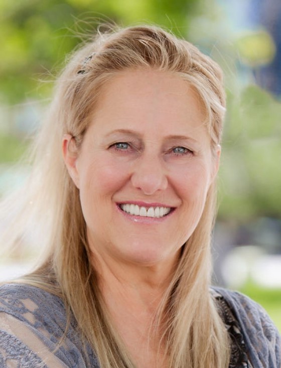 a woman with blonde hair