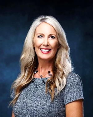 a person with long blonde hair