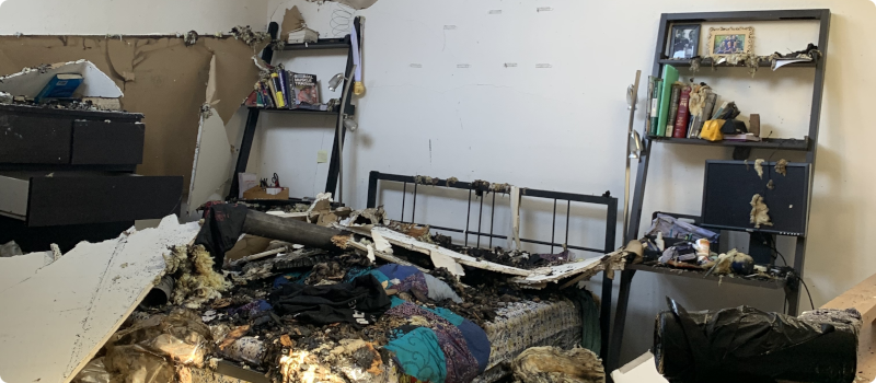 debris after an apartment fire
