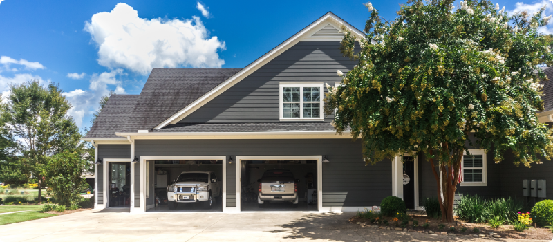 a home with a three car garage