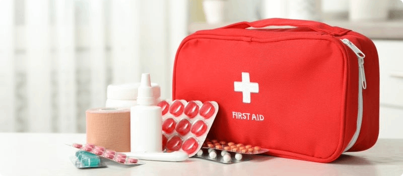 First-aid kit. 