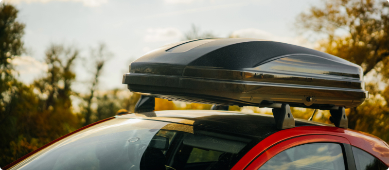 A close-up of a vehicle's roof rack. 