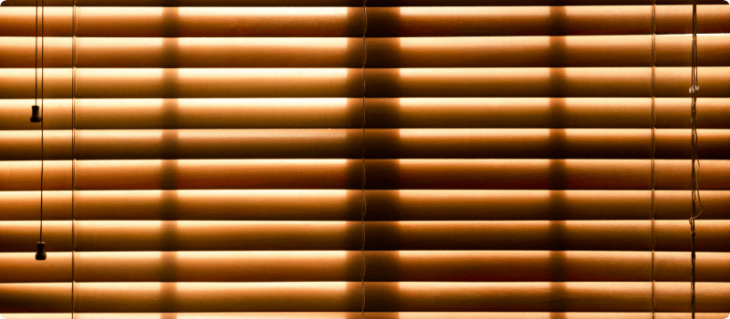 Closed wood blinds. 