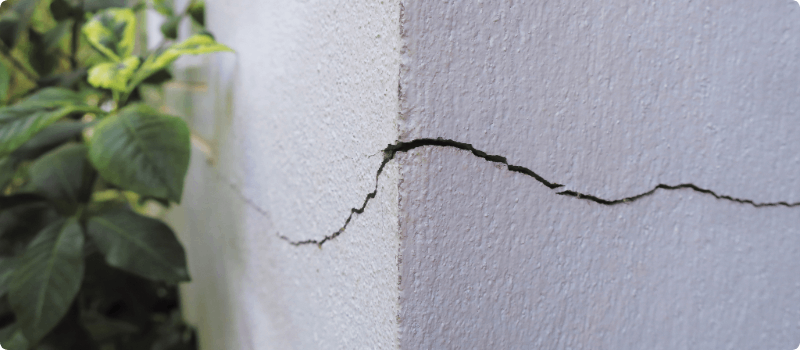 A home with a foundation crack.