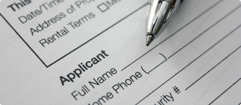 A close-up of a loan application.
