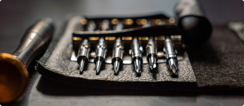 A close-up of screwdriver heads.