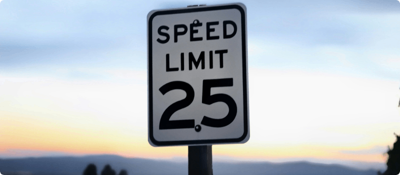 A 25-mph speed limit sign. 