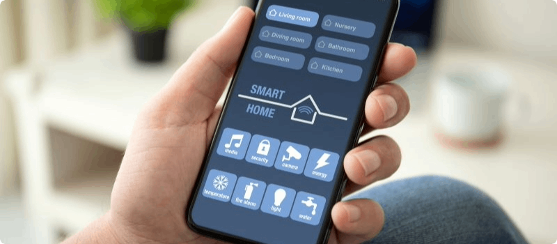 Smart home app displayed on a smartphone.