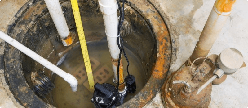 Sump pump being fixed. 