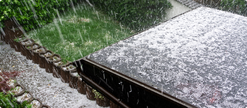 rain and hail on a roof