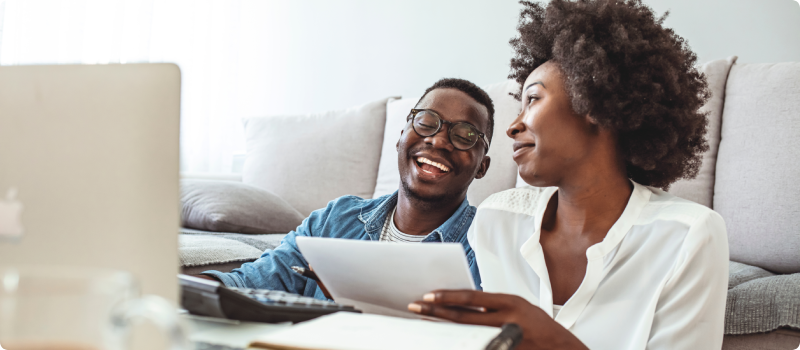 Couple doing paperwork together