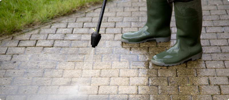 Picture of outdoor pressure washer cleaning