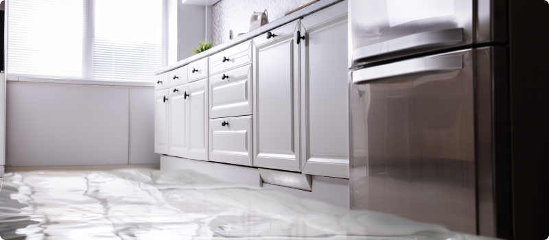 standing water on a kitchen floor