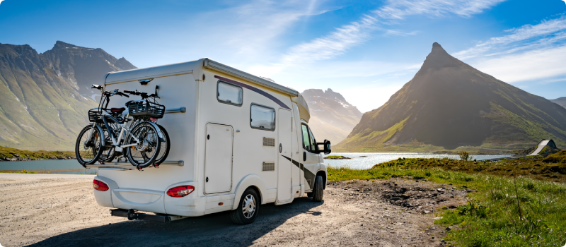 an rv parked in a scenic area