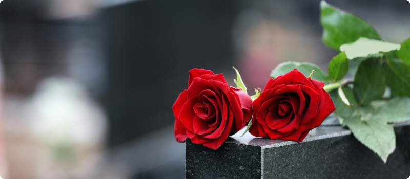 roses on a gravestone