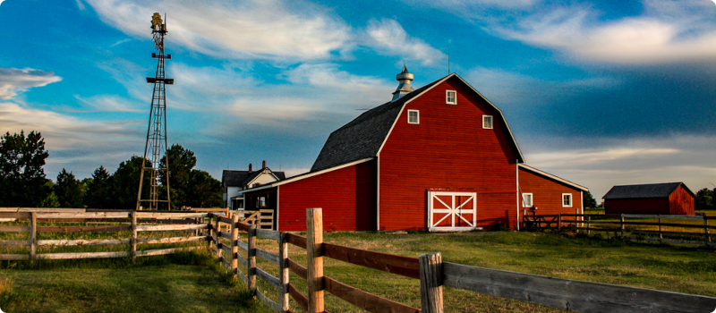 a red barn on a farm