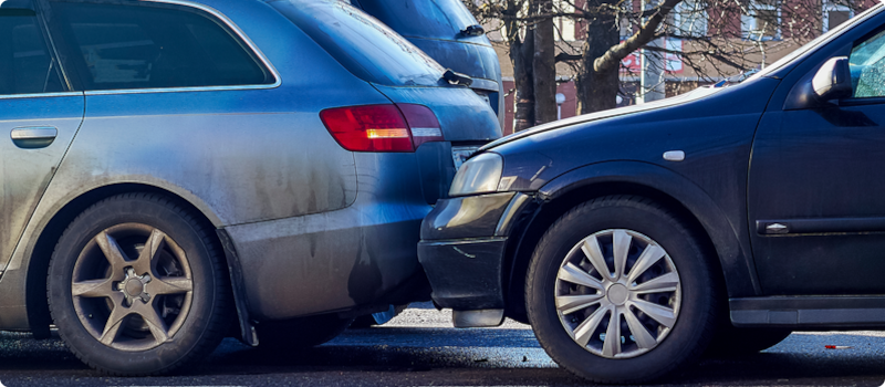 two cars involved in a rear-end accident