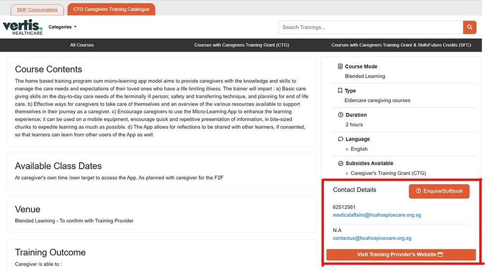 Caregivers Training Catalogue