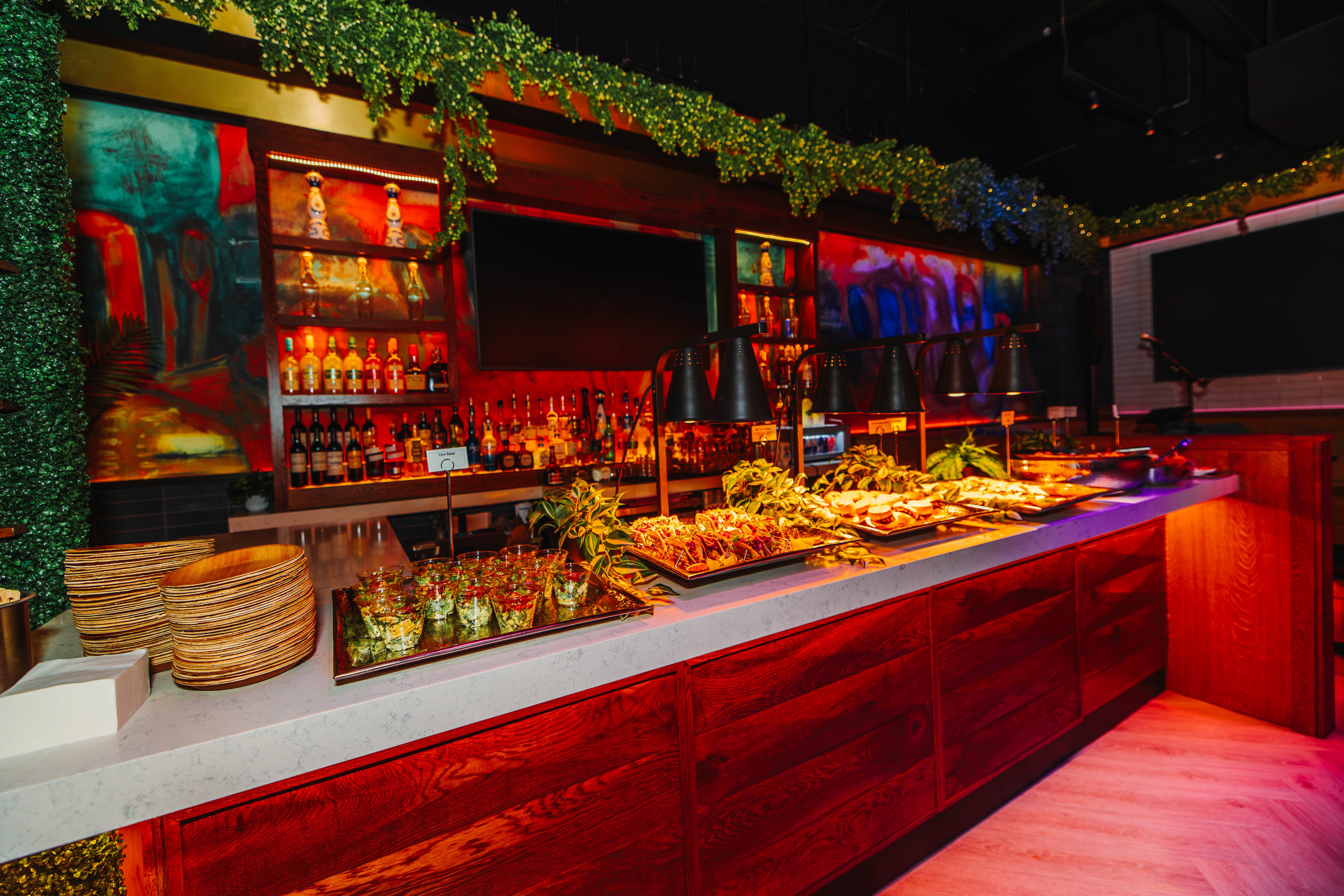 Buffet set up at Besos y Abrazos