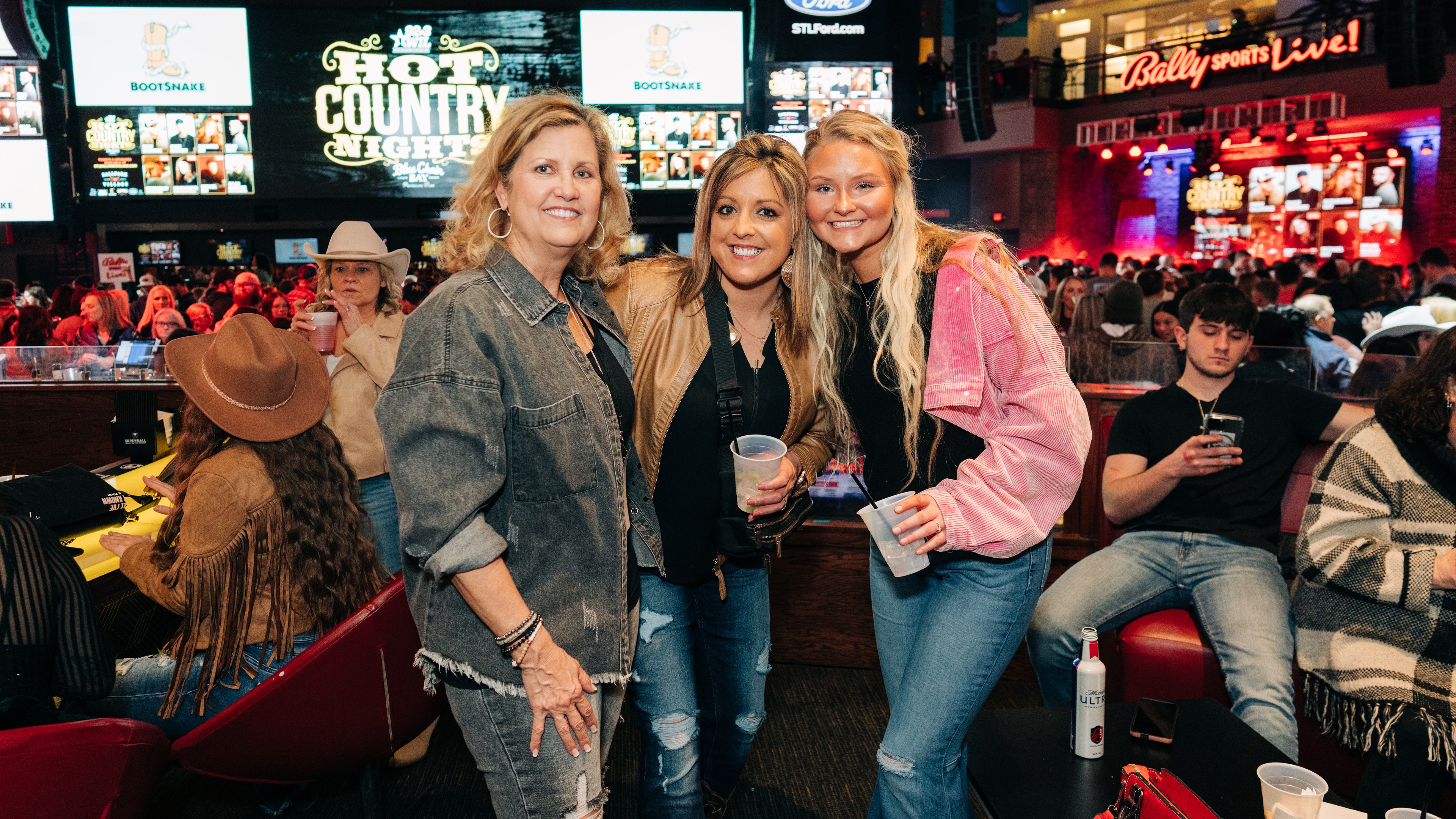 Three women in VIP Lounge at Hot Country Nights