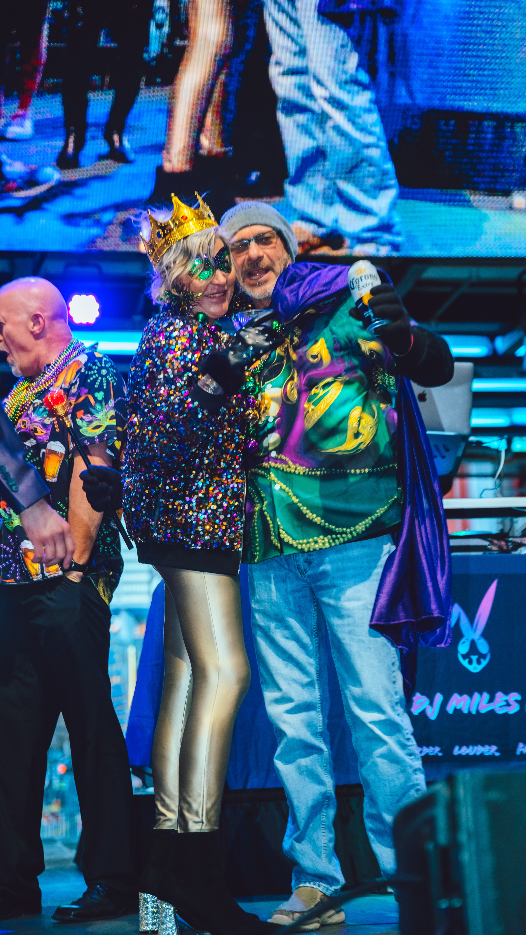 King and Queen of Mardi Gras posing for a picture.