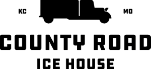 County Road Ice House black text with truck graphic above.