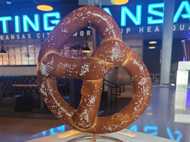Large soft pretzel with salt.