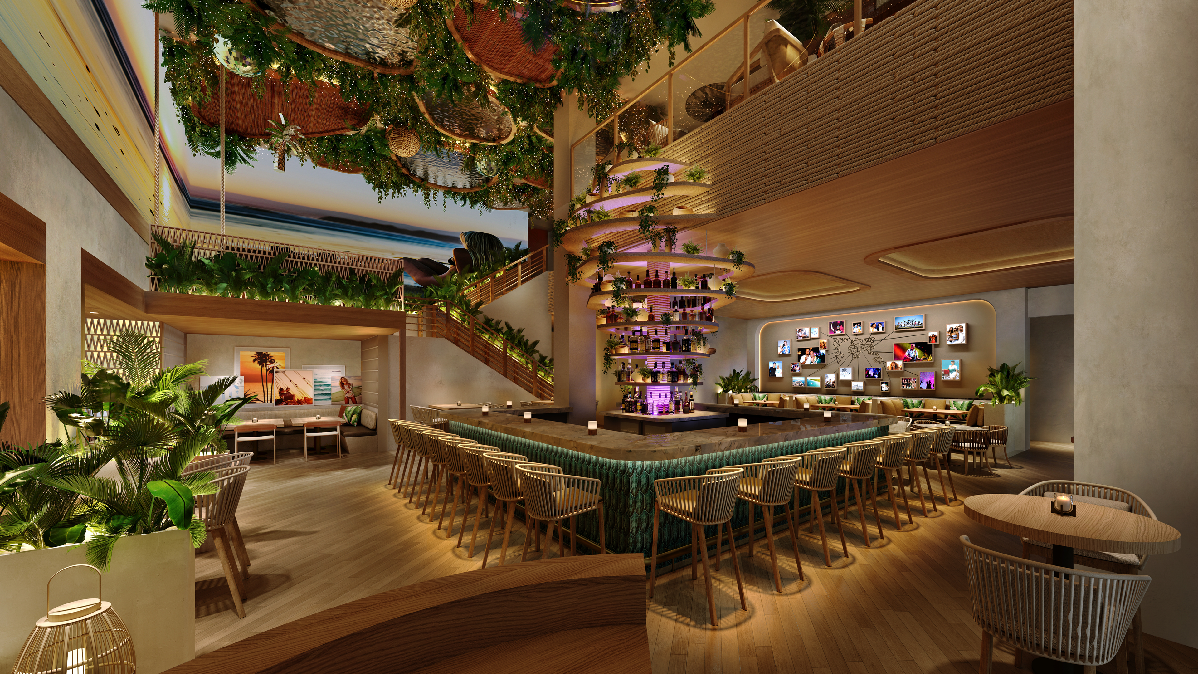 Palm Tree Club Kansas City Dining Room Rendering.