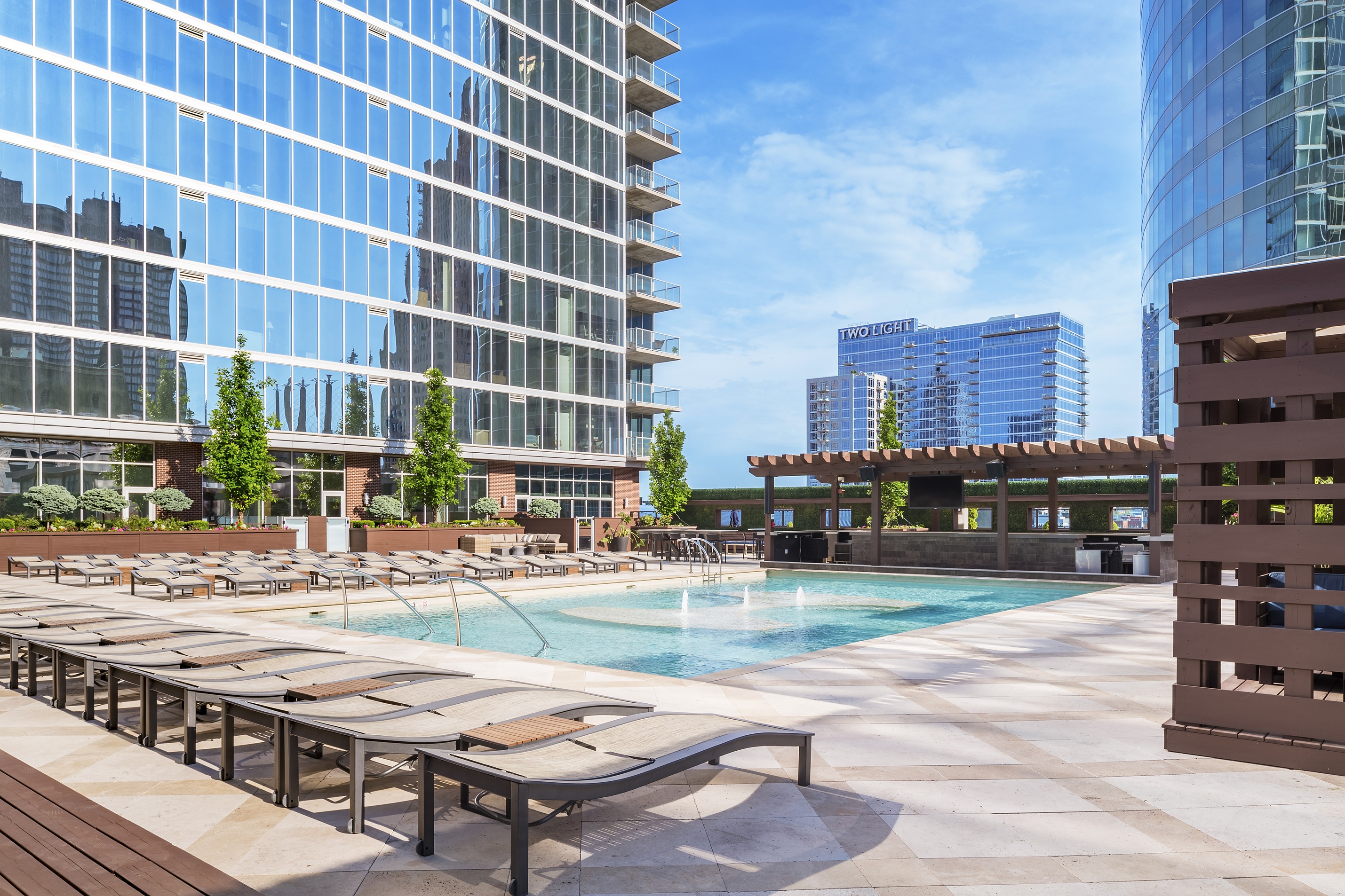 Large outdoor pool at One Light in Kansas City, MO.