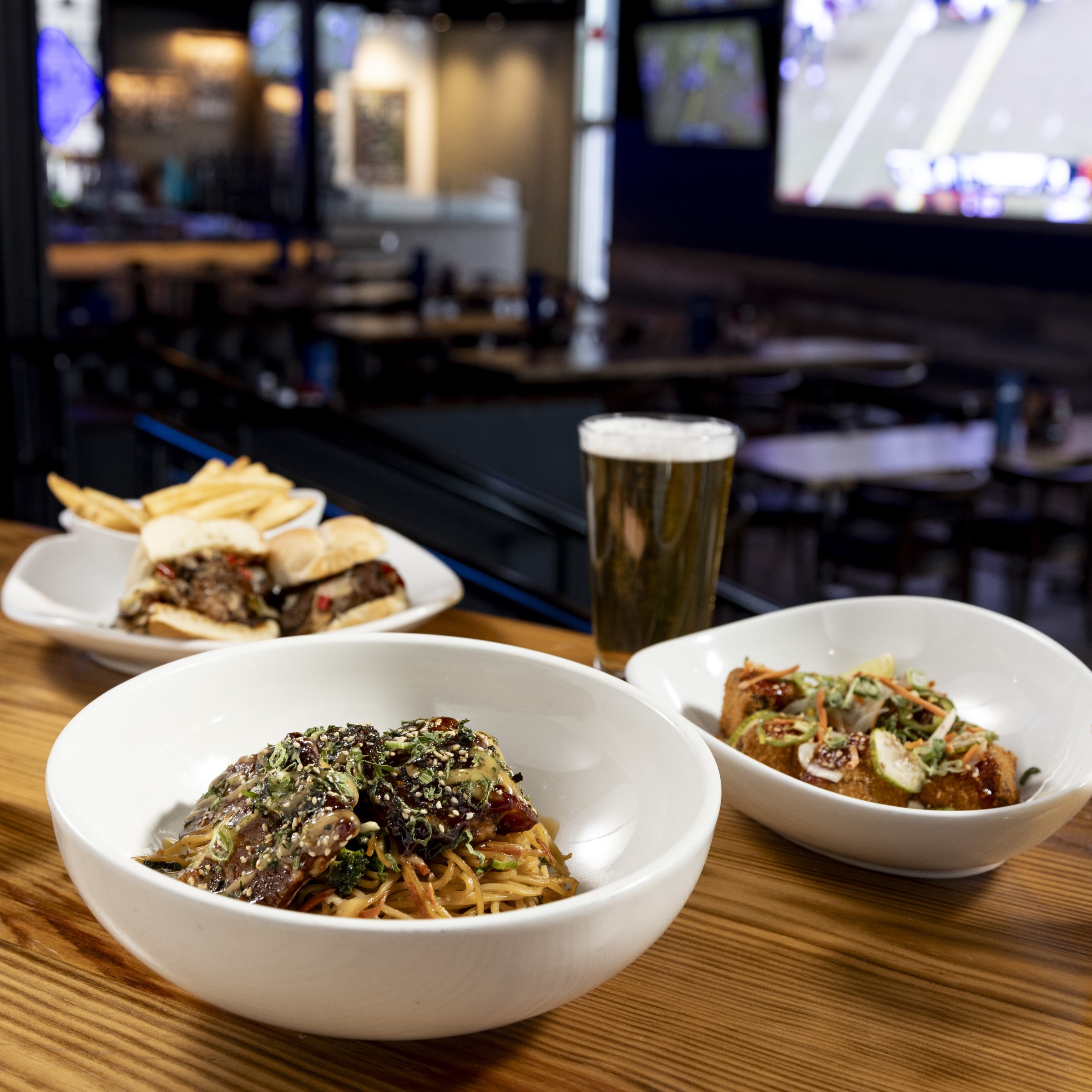 Three new fall entrees in white bowls.