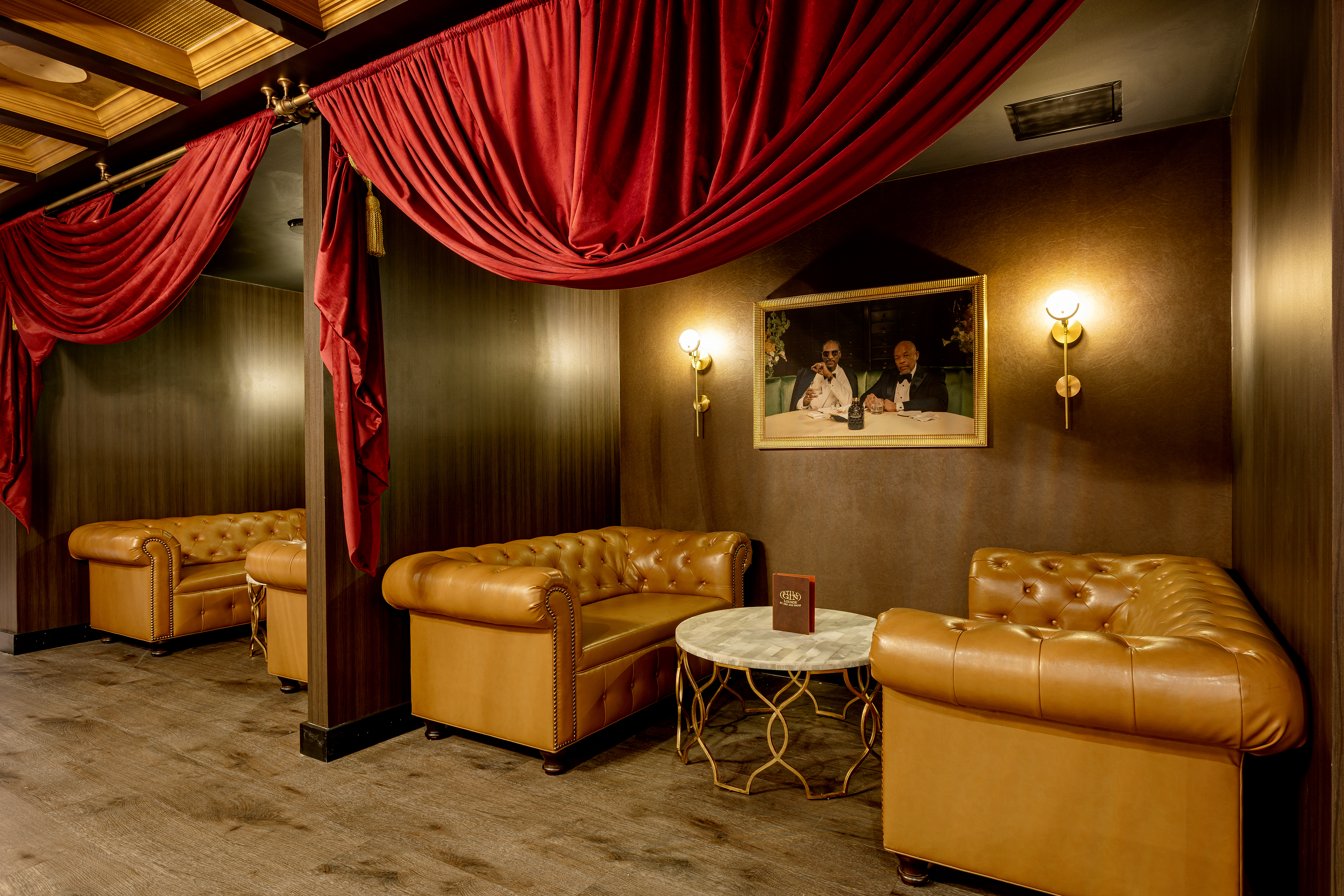 Leather booths at The Spot.