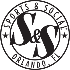 Sports & Social Orlando, FL circular black text logo with S&S in the center.
