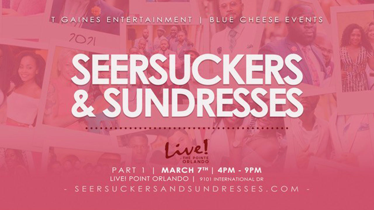 The 16th Annual Seersuckers & Sundresses Spring Day Party Series.This year, we’re taking things to the next level with a new venue, LIVE! at Pointe Orlando, offering a fresh indoor and outdoor experience with plenty of space to vibe, lounge, and show out