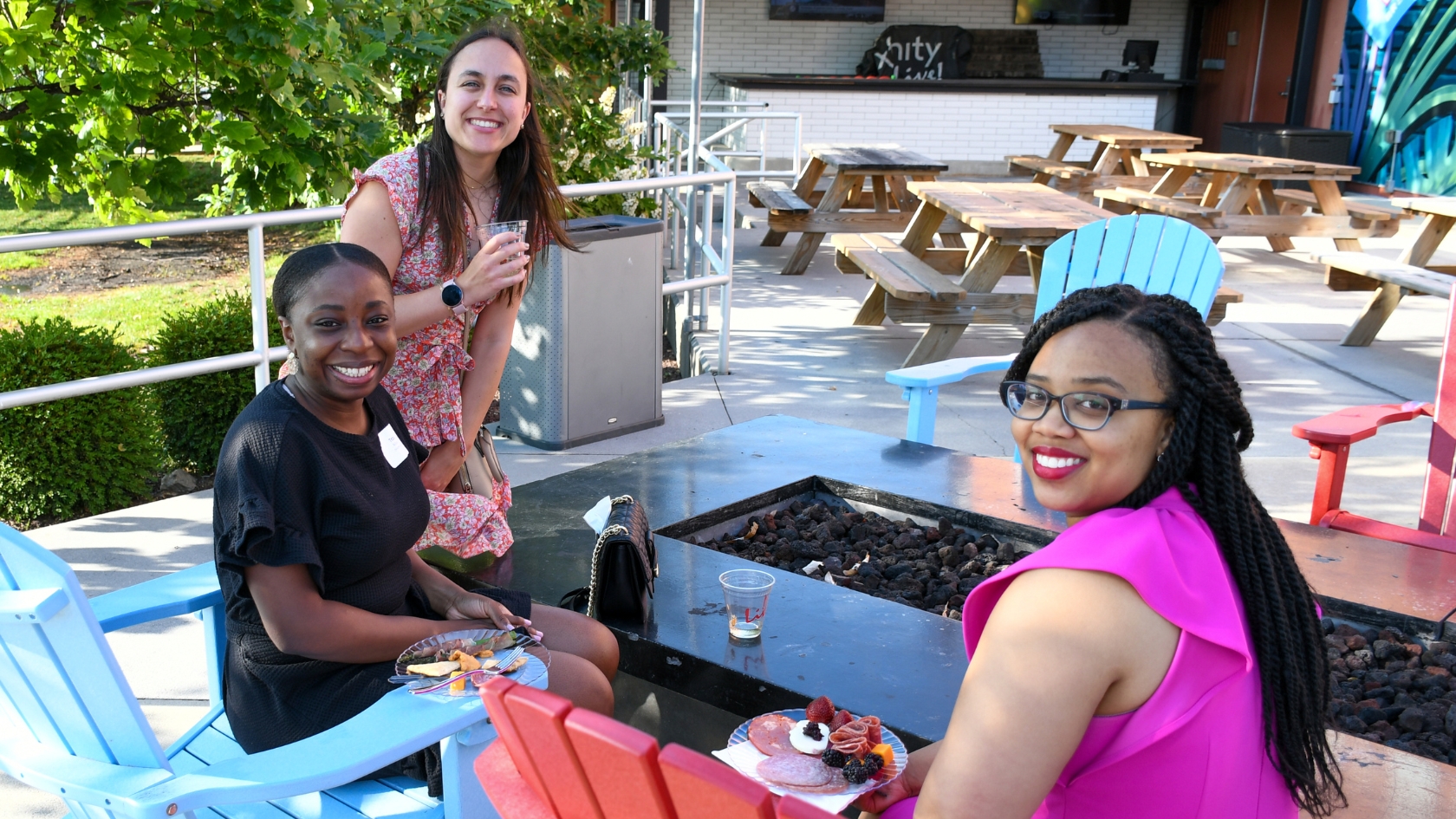 guests on victory beer hall patio