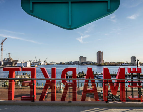 View of Elizabeth River Waterfront from above The Market.