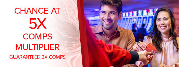 casino players next to text detailing the comps multiplier promotion