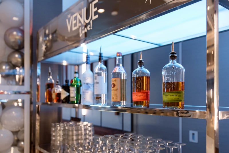 image of alcohol on a shelf at the Venue Live!