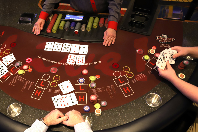 overhead view of a Face up Pai Gow table at Live! Casino