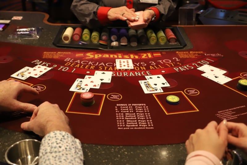 Table felt for Spanish 21 card game