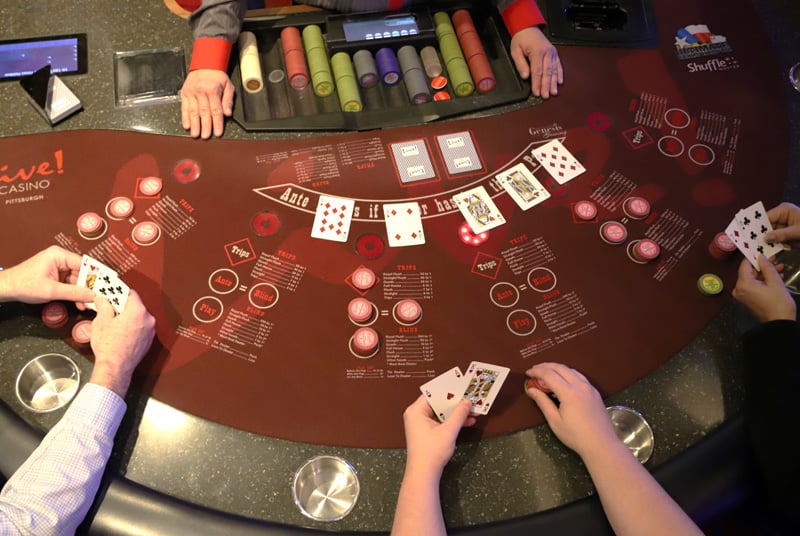 overhead view of a Texas Holdem