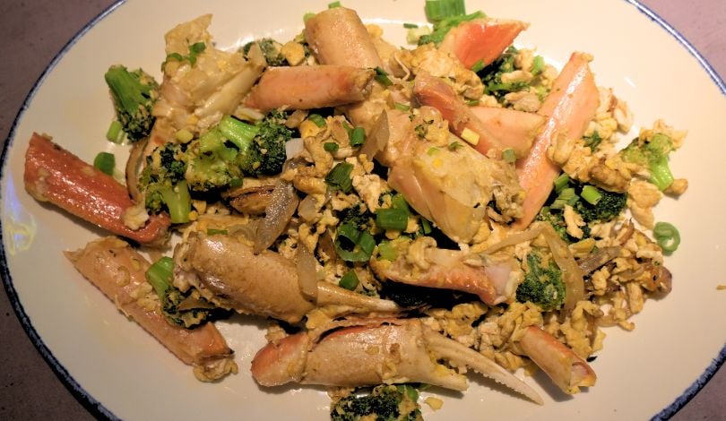 image of crab leg stir fry at luk fu louisiana