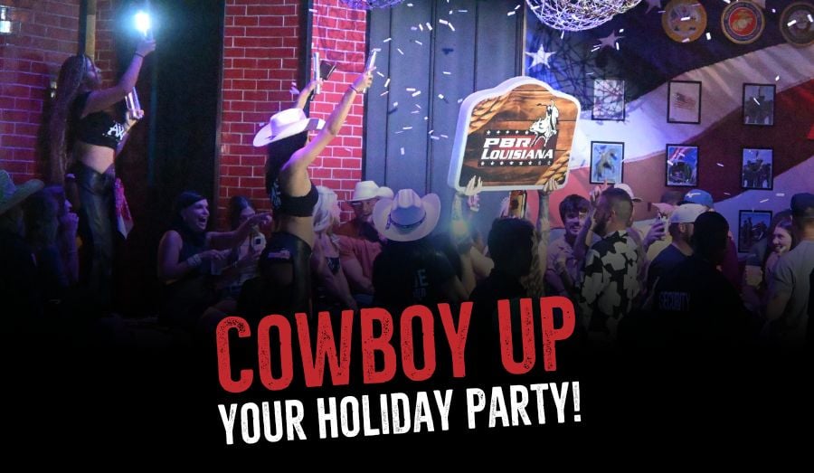 Buckle Bunnies from PBR during a VIP party throwing confetti into a crowd and holding up a PBR sign