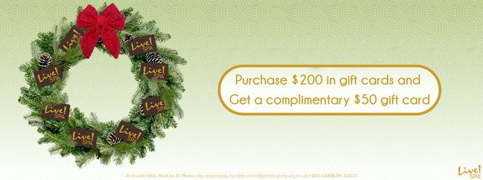 wreath and holiday gift card