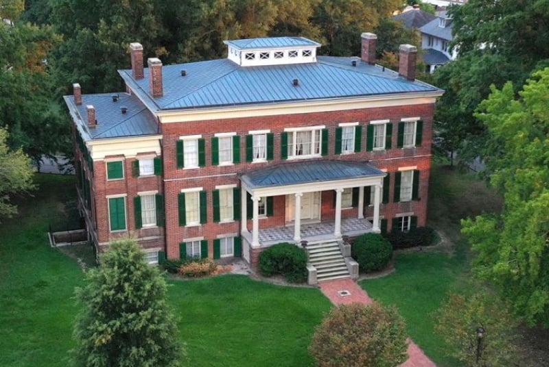 Aerial photo of Center Hill Mansion in Petersburg Virginia