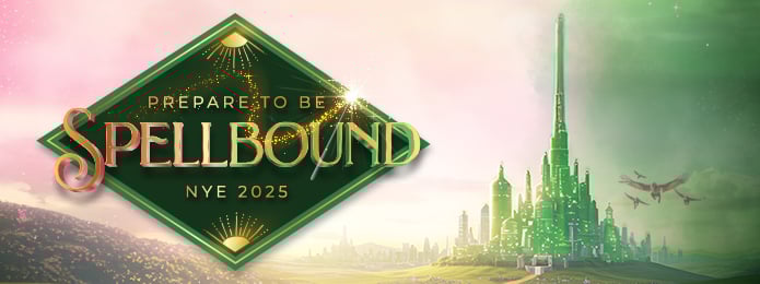spellbound new years eve pink and green logo image